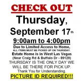 AUCTION PICK UP DAY & HOURS