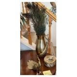 S2 - BRASS PEACOCK, VASE & TRINKET BOX (H37)