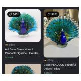 S2 - STUNNING ART GLASS PEACOCK (L183)