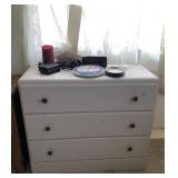 S2 - THREE-DRAWER CHEST, CANDLE, WALL CLOCK