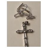 S2 - STERLING SILVER CROSS & EARRINGS (A251)