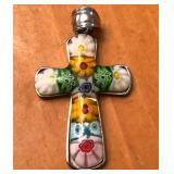 S2 - 316L S.STEEL MILLEFIORI GLASS CROSS (H208)