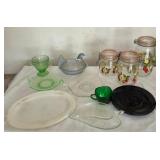 S2 - VINTAGE CANISTERS, PLATES, CHICKEN DISH (G77)