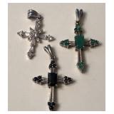 S2 - THREE STERLING SILVER CROSSES 4.3GR (H249)