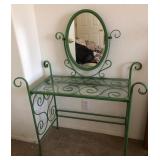 S2 - WROUGHT IRON & GLASS VANITY TABLE WITH MIRROR