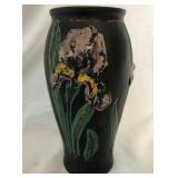 S2 - ART DECO-STYLE BLACK SATIN IRIS VASE 6.5"T