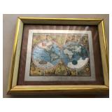S2 - FRAMED ANTIQUE-STYLE WORLD MAP (H156)