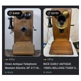 S2 - ANTIQUE WOOD WALL TELEPHONE (H7)