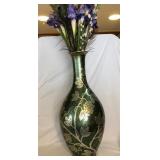 S2 - VINTAGE ENAMELED BRASS VASE 27"T (L120)