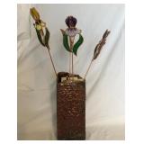 S2 - STAINED GLASS FLOWERS, DECORATIVE VASE