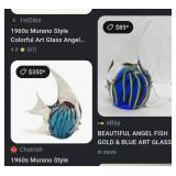 S2 - TWO ART GLASS FISH FIGURINES (L117)