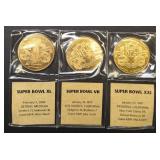 J2 - SUPERBOWL XL VII, XXI COMMEMORATIVE COINS
