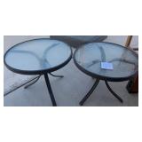 J2 - PAIR OF GLASS-TOP PATIO SIDE TABLES (G3)