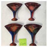 J2 - FOUR HAND-PAINTED MANHATTAN SNACK DISHES