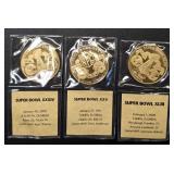 SUPER BOWL XXIV, XXV, XLIII COMMEMORATIVE COINS