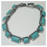 STERLING SILVER 7.50INCH TURQUOISE BRACELET 37.50S