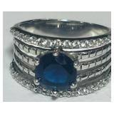 STERLING SILVER 6.00GRS GEMSTONE RING SIZE 8