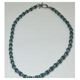 STERLING SILVER 17INCH MALACITE NECKLACE
