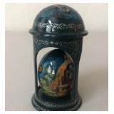 N1 - VINTAGE BLACK LACQUER BOX W/SPHERE (A97)