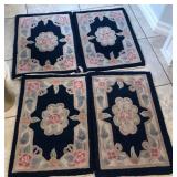 N1 - LOT OF 4 FLORAL  RUGS (M27)