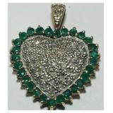 10KT GOLD EMERALD/DIAMOND PENDANT 3.10GRS