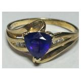 10KT GOLD AMETHYST & DIAMOND RING 2.70GRS