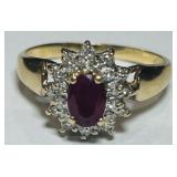 14KT GOLD RUBY & DIAMOND RING 2.50GRS