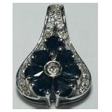 14KT GOLD SAPPHIRE& DIAMOND PENDANT 2.40GRS