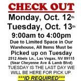 AUCTION PICK UP DAY & HOURS