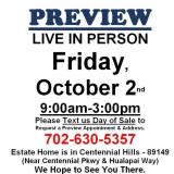 PREVIEW LIVE IN PERSON - Friday, October 2nd