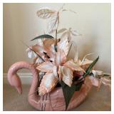 S1 -  CERAMIC SWAN PLANTER WITH FAUX FLOWERS (R5)