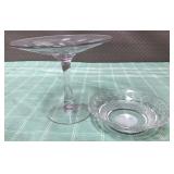 513 - ETCHED GLASS PEDESTAL DISH & BOWL (M63)