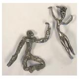 513 - TWO MINIATURE SILVER-TONE FIGURES (S32)