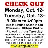 AUCTION PICK UP DAYS & HOURS