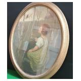 513 - VINTAGE ART IN OVAL FRAME (P29)
