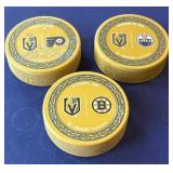 S3 - THREE COLLECTIBLE VGK HOCKEY PUCKS (B3)