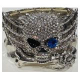 WIDE CRYSTAL SKULL BANGLE