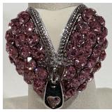 RHINESTONE -PAVED HEART RING