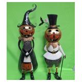 548 - TWO WHIMSICAL METAL JACK-O-LANTERN FIGURES