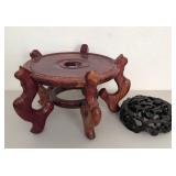 J1 - CARVED WOODEN STAND & FIGURINE (A45)