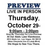 PREVIEW LIVE IN PERSON - Thursday , October 29th