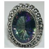 STERLING SILVER SIZE 5 MYSTIC TOPAZ RING 7.30GRS
