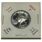 1964-P WASHIGTON SILVER PROOF QUARTER