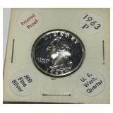 1963-P WASHIGTON SILVER PROOF QUARTER