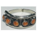 STERLING SILVER SIZE 7 CORAL RING 2.30GRS
