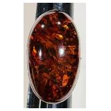 AMBER SILVER RING