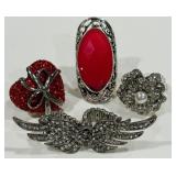 H- LOT OF COSTUME RINGS