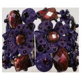 H- PURPLE ROSE CRYSTALS CUFF BRACELET
