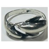 STERLING SILVER SIZE 7 DOLPHIN RING 3.10GRS
