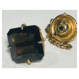14KT GOLD SMOKEY QUARTZ TIE TAC